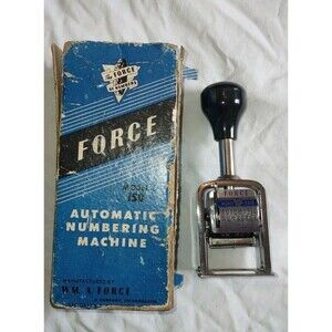 Force Automatic Numberer Machine - Model 150 - 6 Wheel Stamper -Made In USA